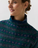 Load image into Gallery viewer, Vivie Fair Isle Sweater in Navy/Fuchsia Multi Alpaca/Wool
