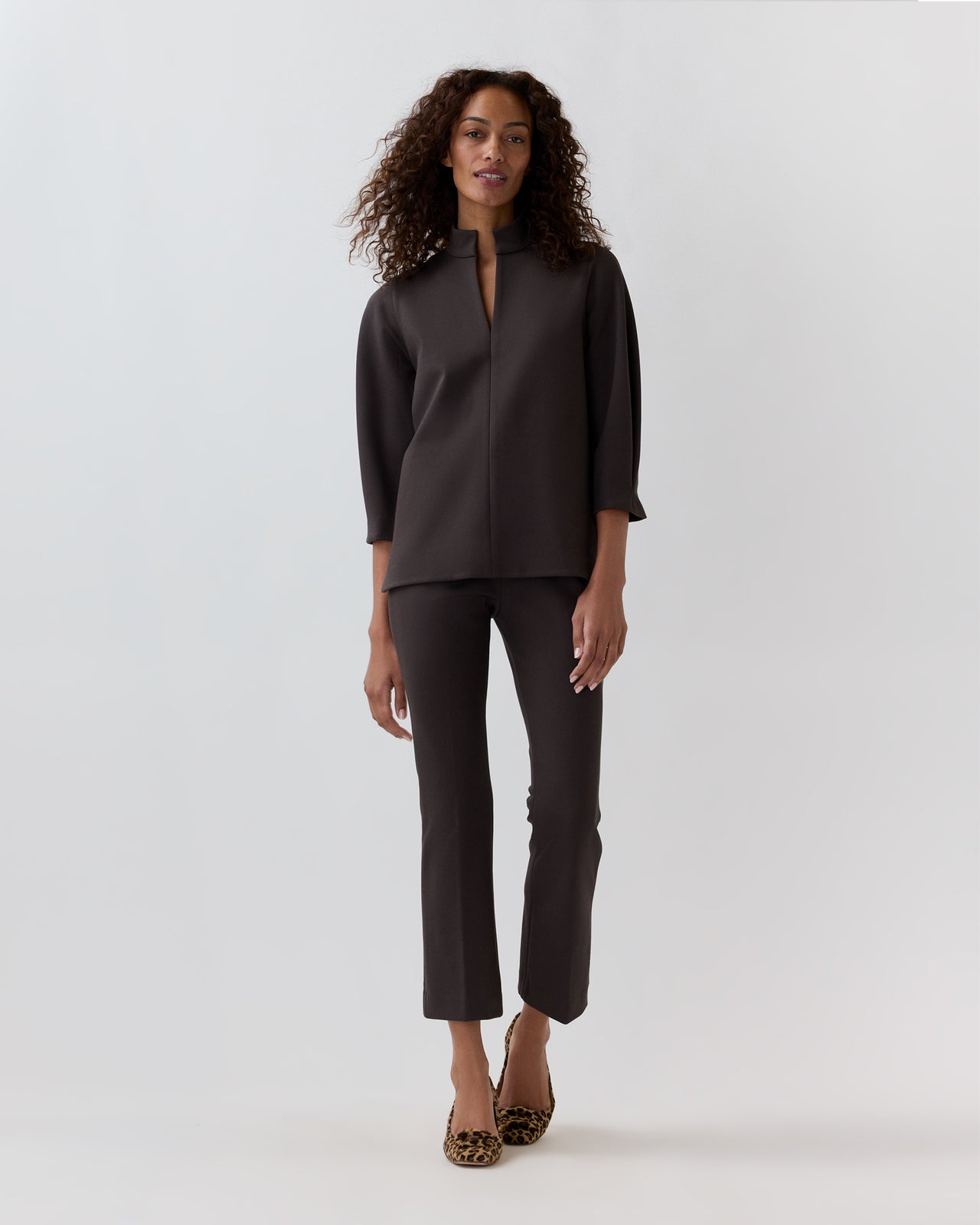Violetta Tunic in Coffee Bi-Stretch Tricotine