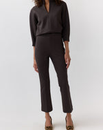 Load image into Gallery viewer, Faye Flare Cropped Pant in Coffee Bi-Stretch Tricotine
