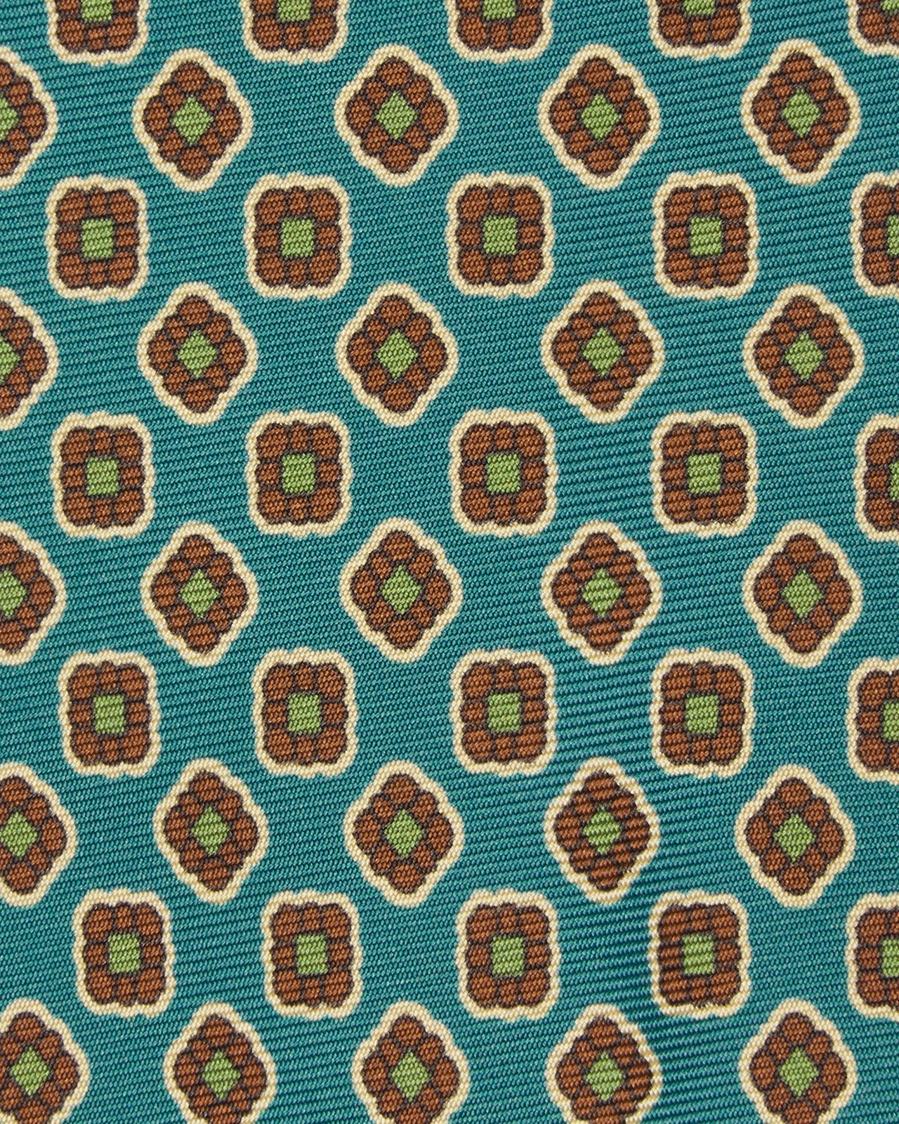 Silk Print Tie in Delph/Green/Merlot Foulard