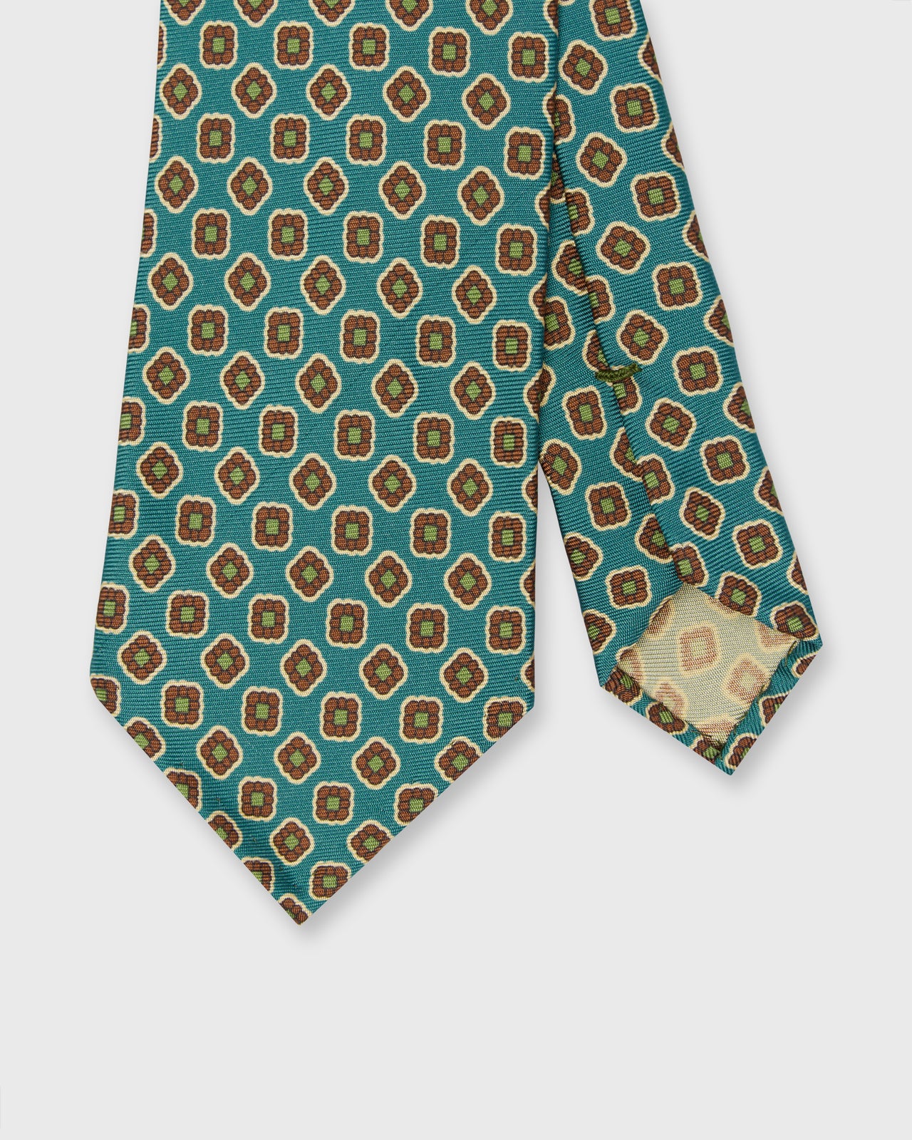 Silk Print Tie in Delph/Green/Merlot Foulard