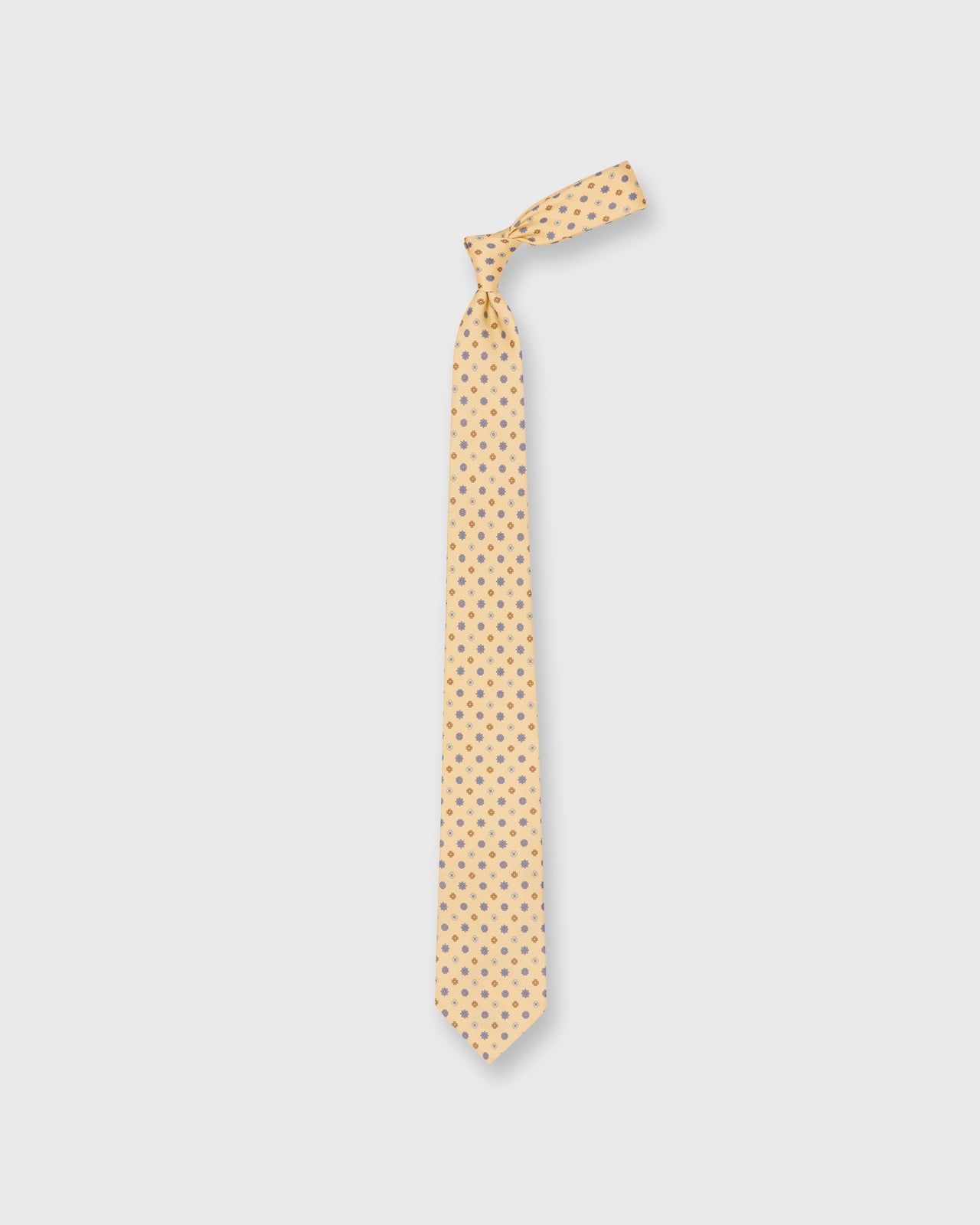 Silk Print Tie in Buttercream/Sky/Tan Flower