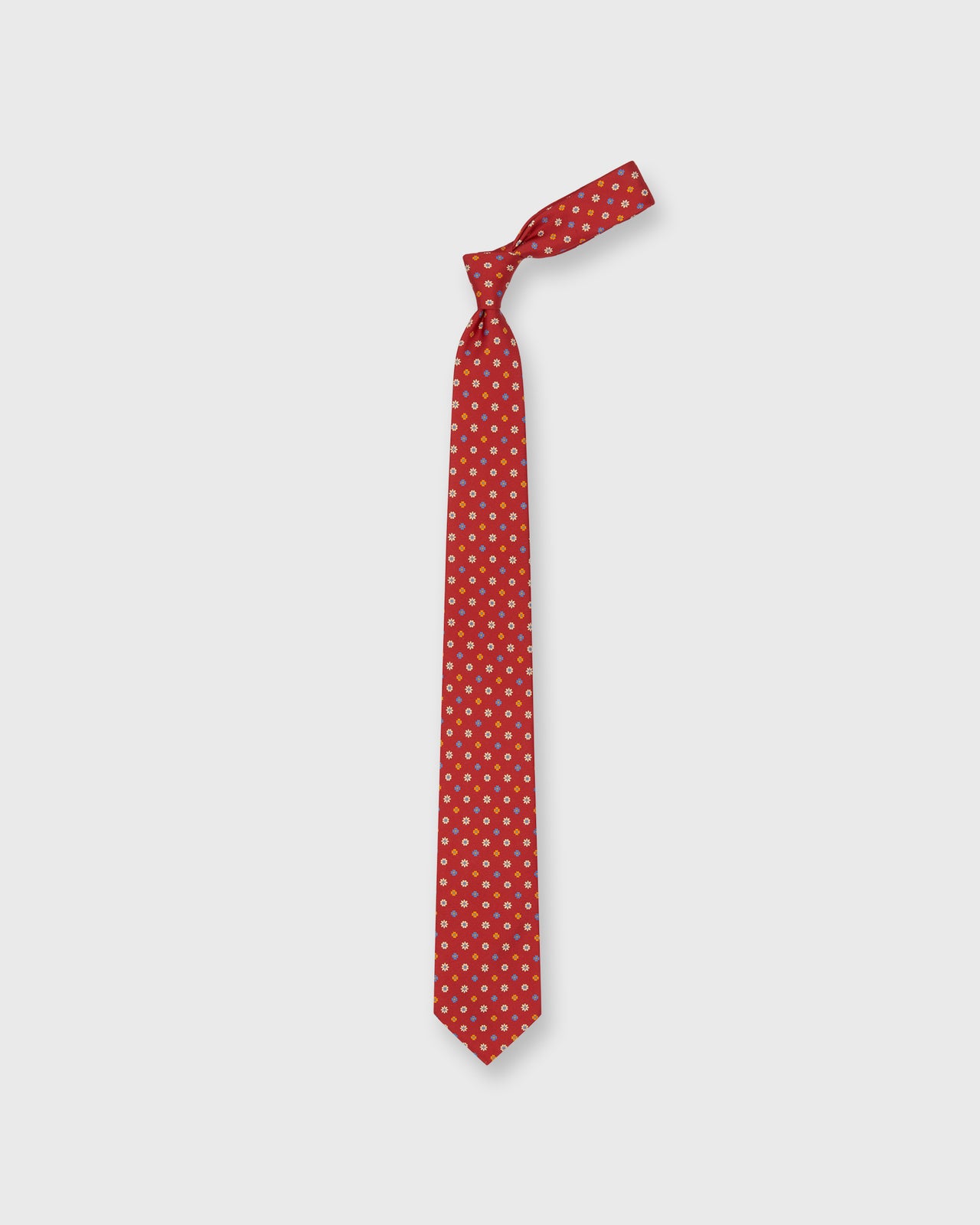 Silk Print Tie in Tomato/Sky/Buttercream Flower