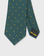 Load image into Gallery viewer, Silk Woven Tie in Spruce/Yellow Dot
