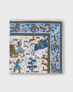Load image into Gallery viewer, Hand-Rolled Linen/Cotton Print Pocket Square in Chalk Archer Scene
