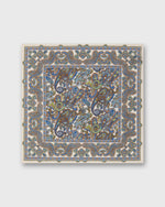 Load image into Gallery viewer, Hand-Rolled Linen/Cotton Print Pocket Square in Ivory/Royal/Brown Paisley
