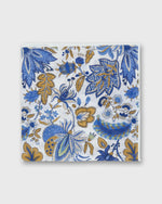 Load image into Gallery viewer, Hand-Rolled Linen/Cotton Print Pocket Square in Chalk/Navy Botanical
