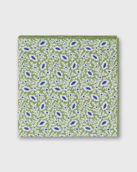 Hand-Rolled Linen/Cotton Print Pocket Square in Spring/Chalk/Navy Floral