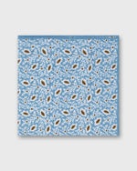 Load image into Gallery viewer, Hand-Rolled Linen/Cotton Print Pocket Square in Sky/Chalk/Brown Floral

