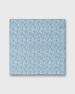 Load image into Gallery viewer, Hand-Rolled Linen/Cotton Print Pocket Square in Sky/Chalk/Brown Floral
