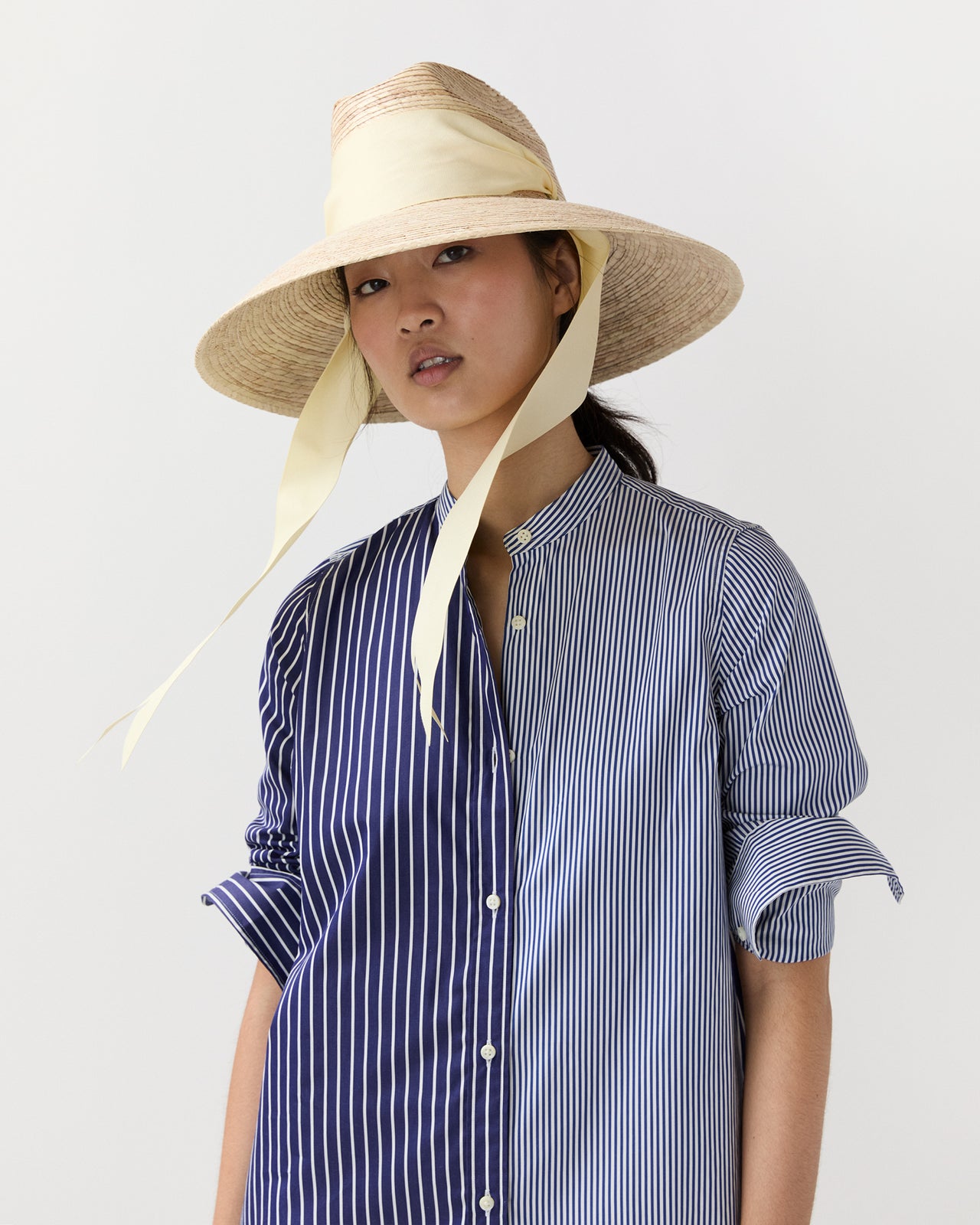 The Hollyhock Hat in Ivory Wide & Short Ribbon