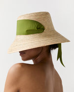Load image into Gallery viewer, The Clematis Hat in Olive Wide &amp; Short Ribbon
