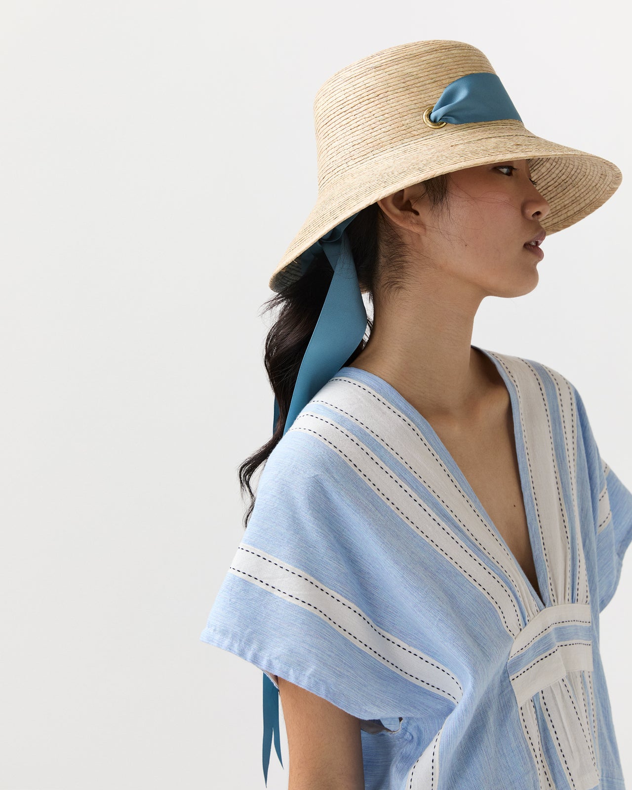 The Clematis Hat in French Blue Long Ribbon