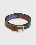 Load image into Gallery viewer, 1 1/8" Polo Belt in Blue/Forest Medium Brown Leather
