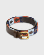 Load image into Gallery viewer, 1 1/8" Polo Belt in Orange/Sky/Navy Chocolate Brown Leather
