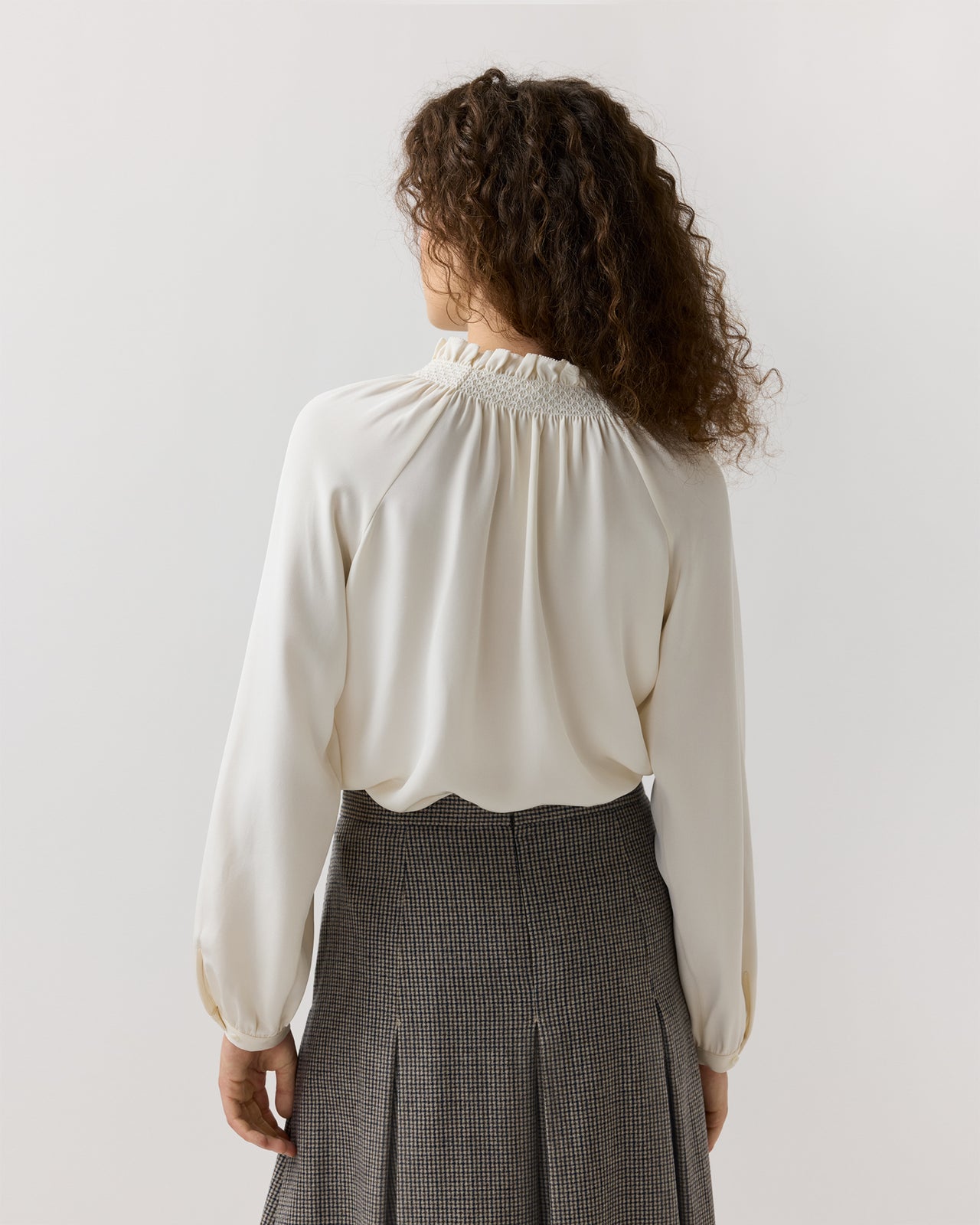 Wendy Blouse in Ivory Silk Crepe De Chine