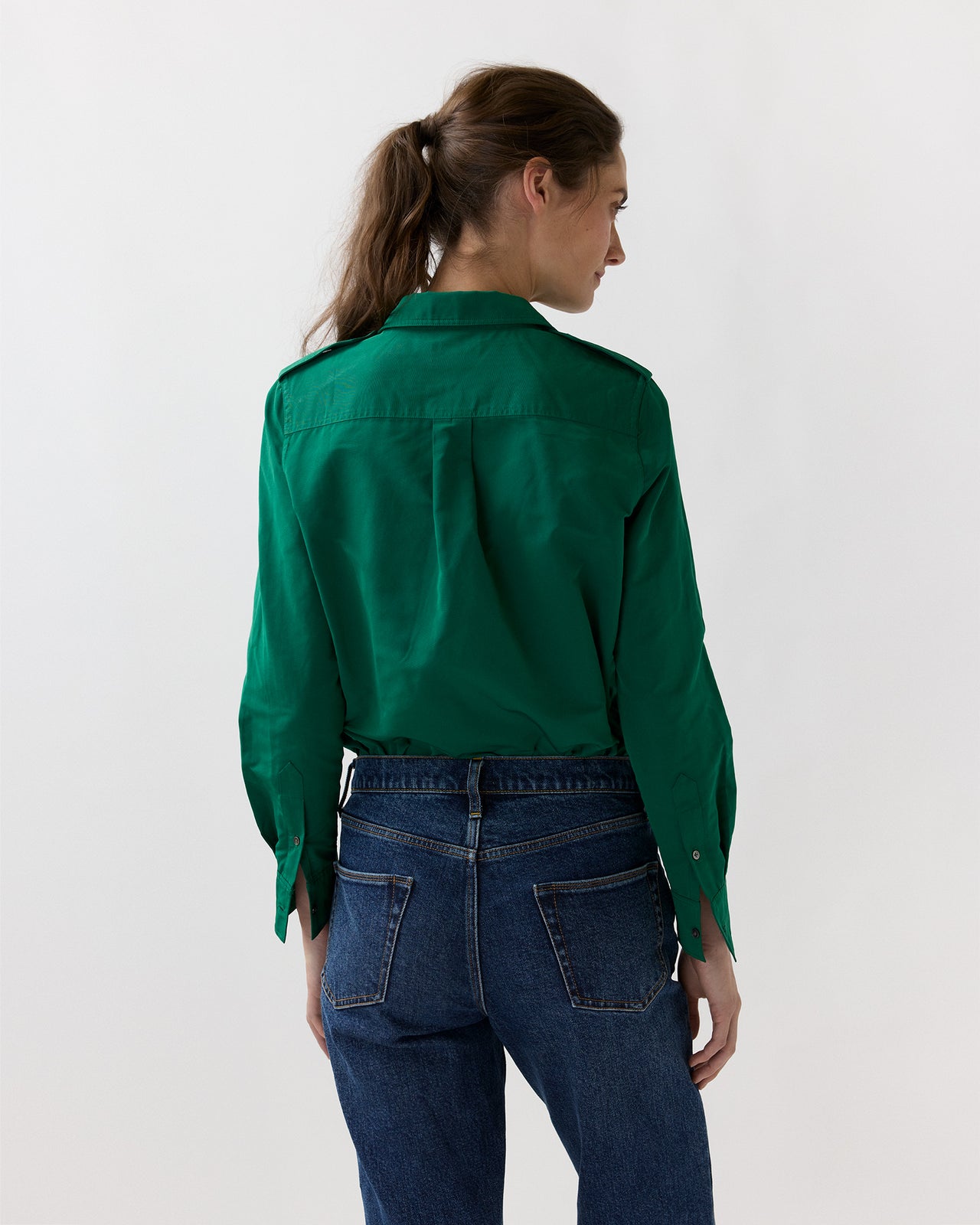 Safari Shirt in Evergreen Nylon Faille