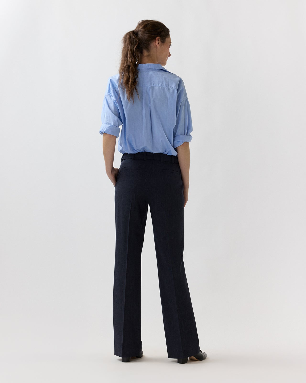 Lane Pant in Heather Navy Cavalry Twill