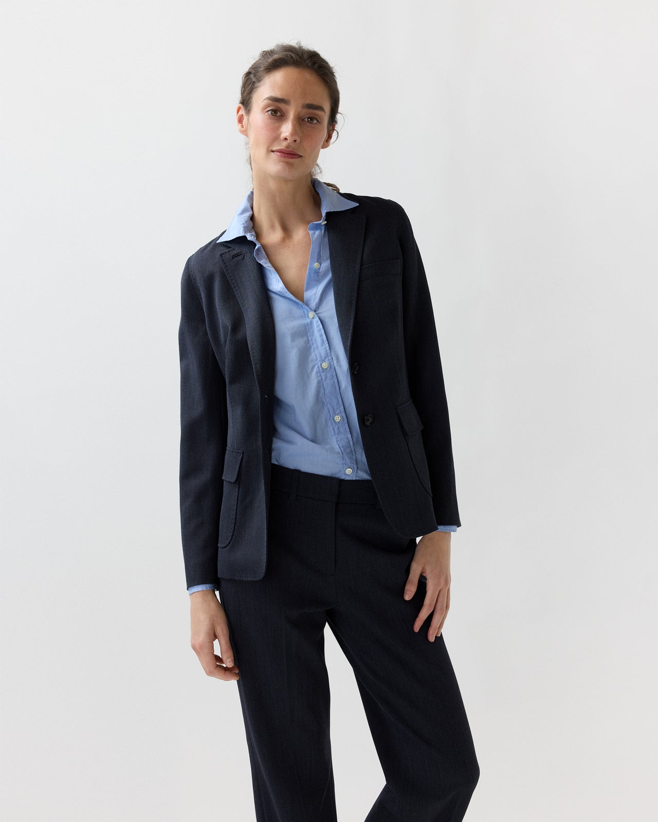 Moira Blazer in Heather Navy Cavalry Twill