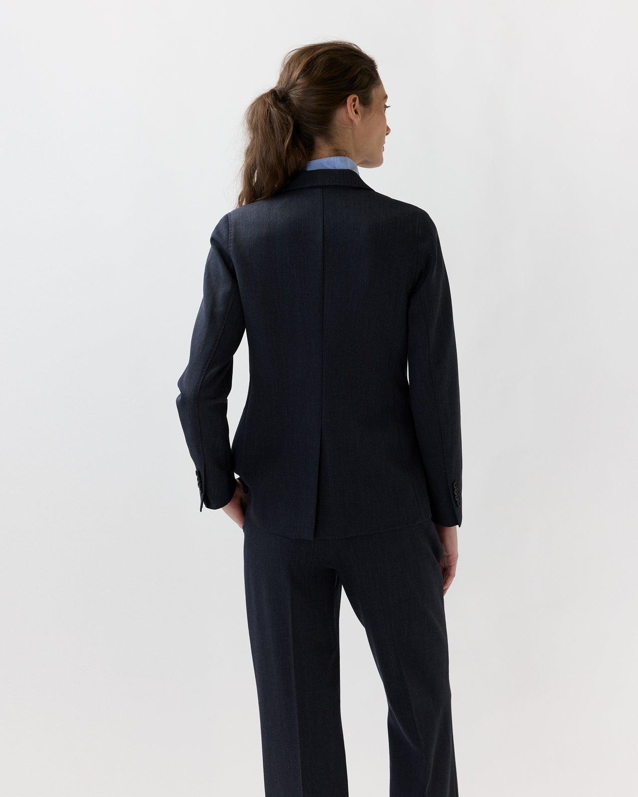Moira Blazer in Heather Navy Cavalry Twill