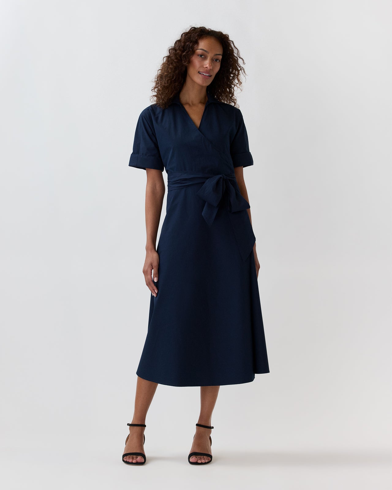 Kimber Dress in Navy Poplin