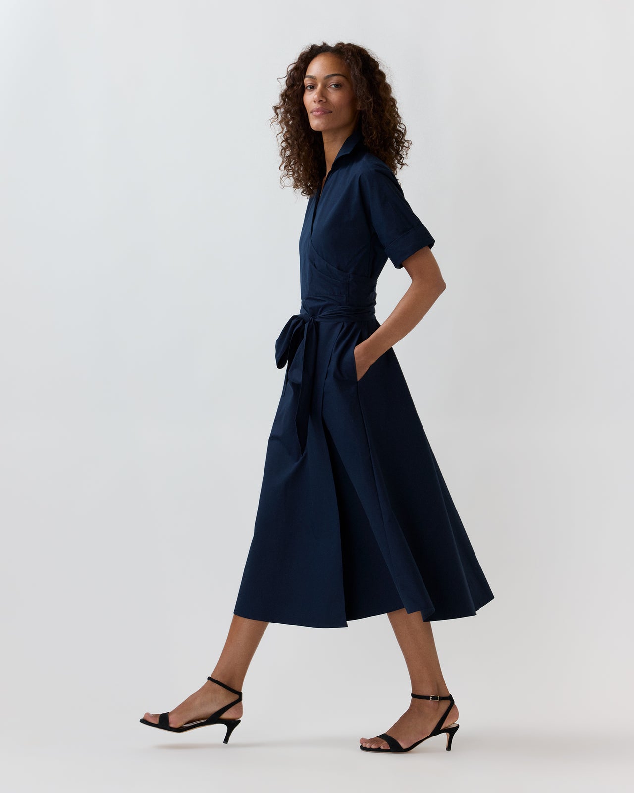 Kimber Dress in Navy Poplin