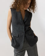 Load image into Gallery viewer, Channing Vest in Charcoal Wool Herringbone
