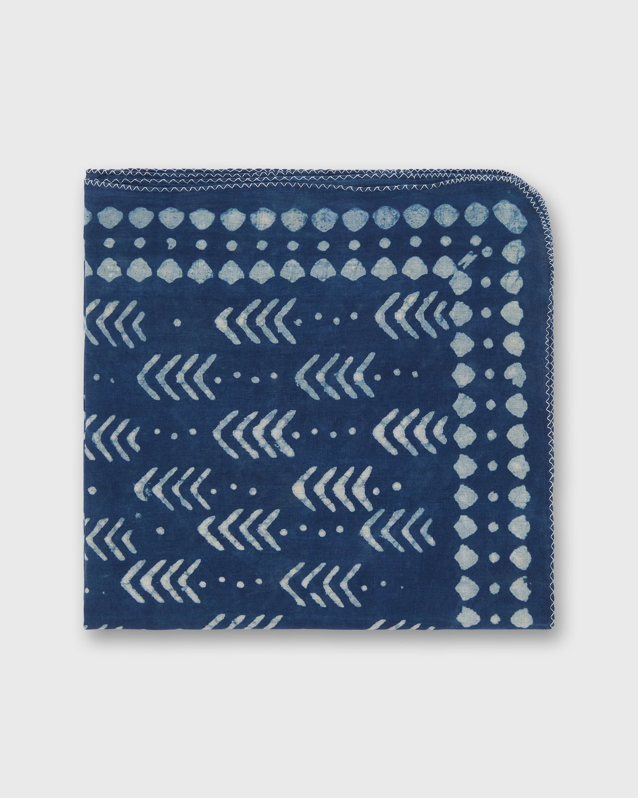 Printed Indian Bandana in Blue/Bone