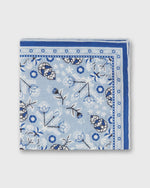 Load image into Gallery viewer, Hand-Rolled Silk/Cotton Print Pocket Square in Sky/Harbour/Chalk Floral
