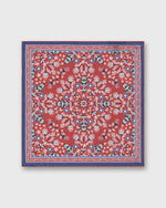 Load image into Gallery viewer, Hand-Rolled Silk/Cotton Print Pocket Square in Pink/Harbour/Chalk Floral
