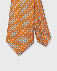 Silk Print Tie in Orange/Green Rosette Tile