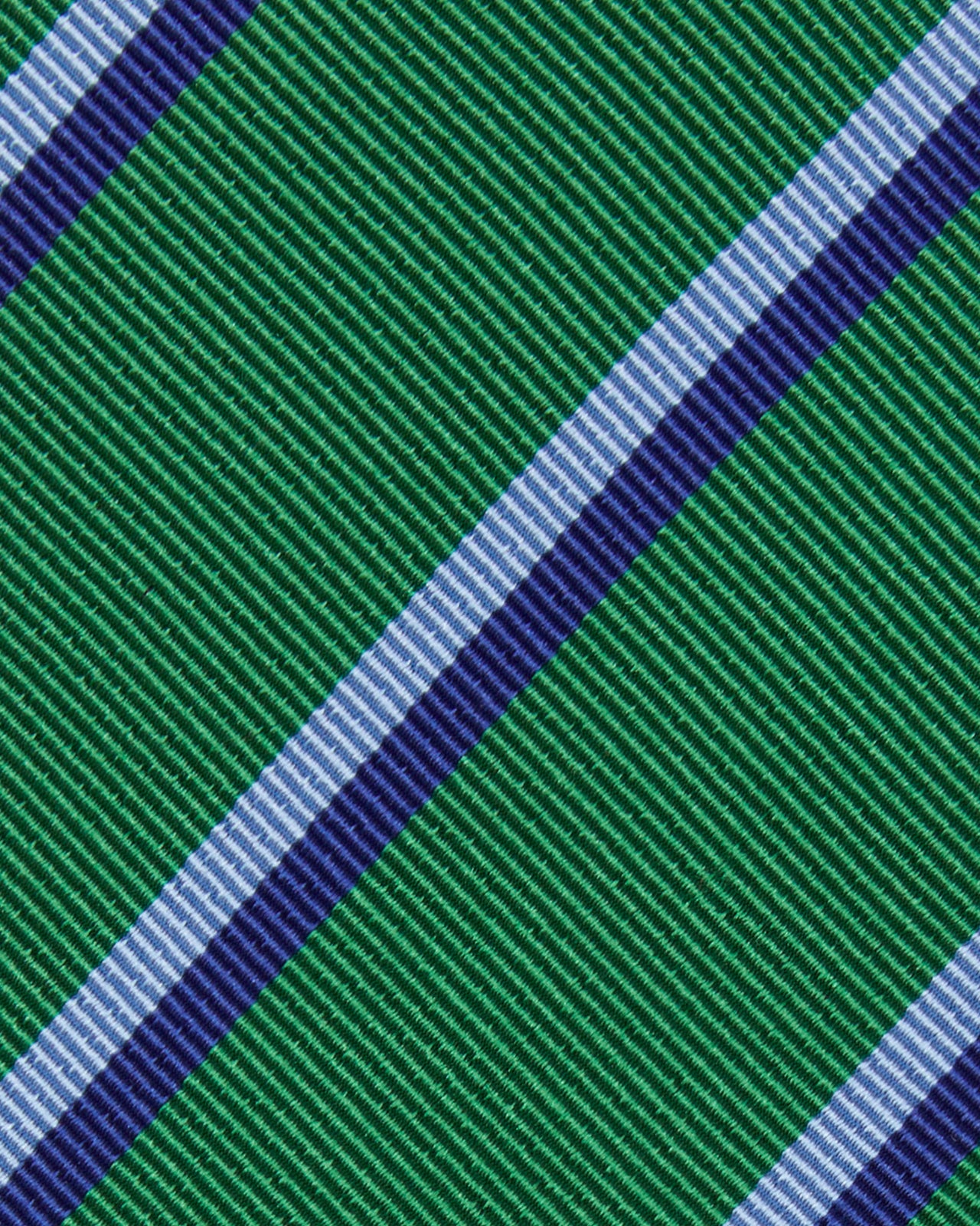 Silk/Cotton Mogador Tie in Green/Sky/Blue Stripe