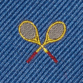 Silk Club Tie in Lapis/Yellow Racket