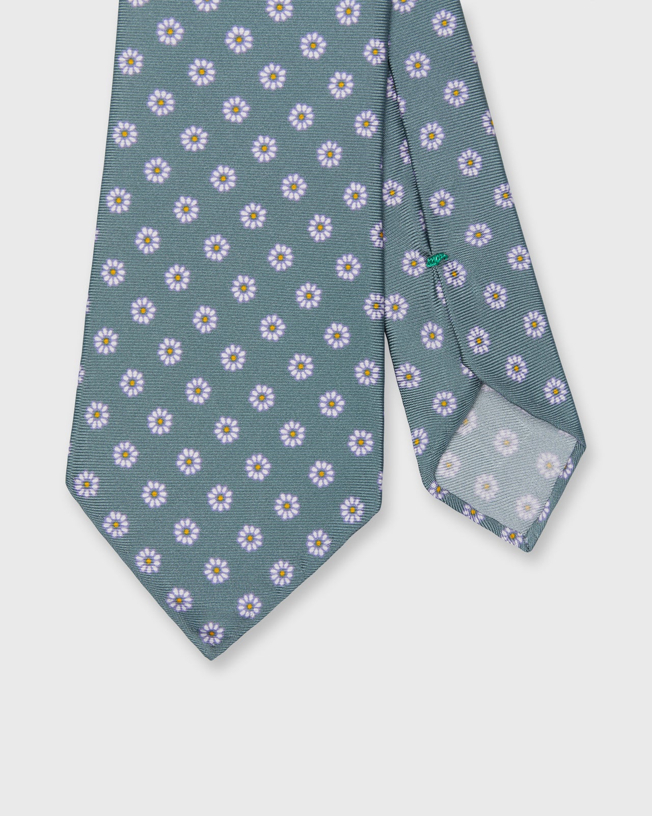 Silk Print Tie in Air Force/Chalk/Orange Flower