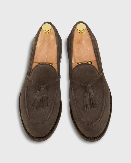 Italian Tassel Loafer in Chocolate Suede