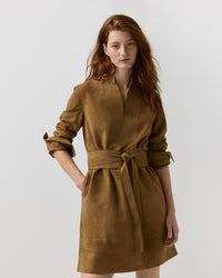 Mackey Dress in Khaki Goat Suede