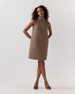 Load image into Gallery viewer, Reversible Sleeveless Ana Dress in Mink/Light Pink Double-Faced Melton
