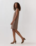 Load image into Gallery viewer, Reversible Sleeveless Ana Dress in Mink/Light Pink Double-Faced Melton
