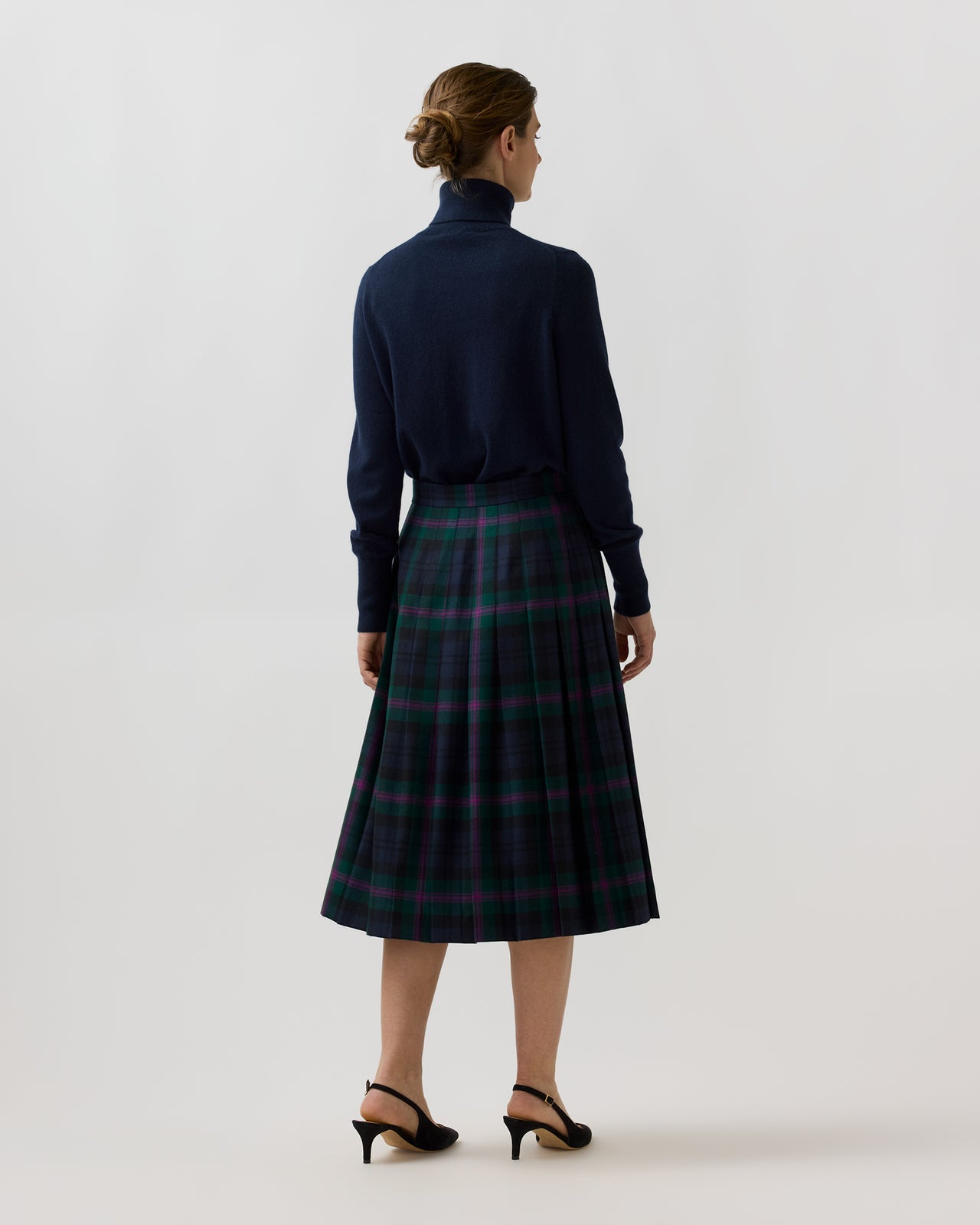 Kilt Skirt in Navy/Hunter/Magenta Baird Modern Tartan Wool