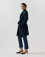 Load image into Gallery viewer, Kimono Carina Coat in Navy/Mallard Sparkle Tweed

