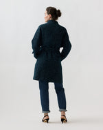 Load image into Gallery viewer, Kimono Carina Coat in Navy/Mallard Sparkle Tweed
