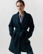 Load image into Gallery viewer, Kimono Carina Coat in Navy/Mallard Sparkle Tweed
