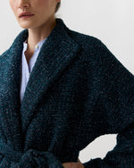 Load image into Gallery viewer, Kimono Carina Coat in Navy/Mallard Sparkle Tweed

