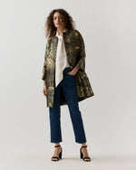 Load image into Gallery viewer, Reed Evening Coat in Brown/Gold Metallic Floral Jacquard

