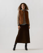 Load image into Gallery viewer, Reversible Sasha Vest in Brown Lamb Suede/Shearling
