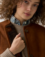 Load image into Gallery viewer, Reversible Sasha Vest in Brown Lamb Suede/Shearling
