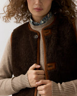 Load image into Gallery viewer, Reversible Sasha Vest in Brown Lamb Suede/Shearling
