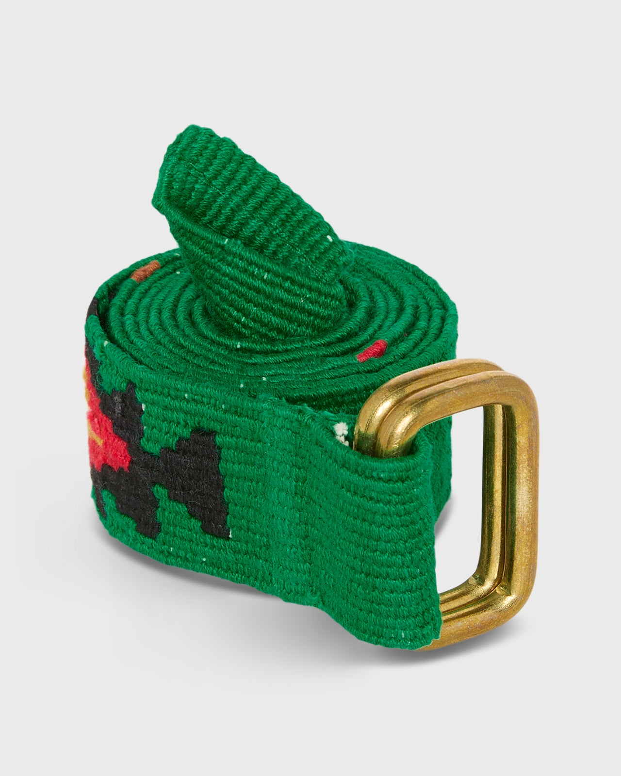 Hand-Loomed D-Ring Belt in Pine Tribal