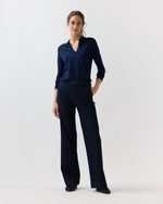 Load image into Gallery viewer, Alida Johnny-Collar Sweater in Navy Ice Cotton
