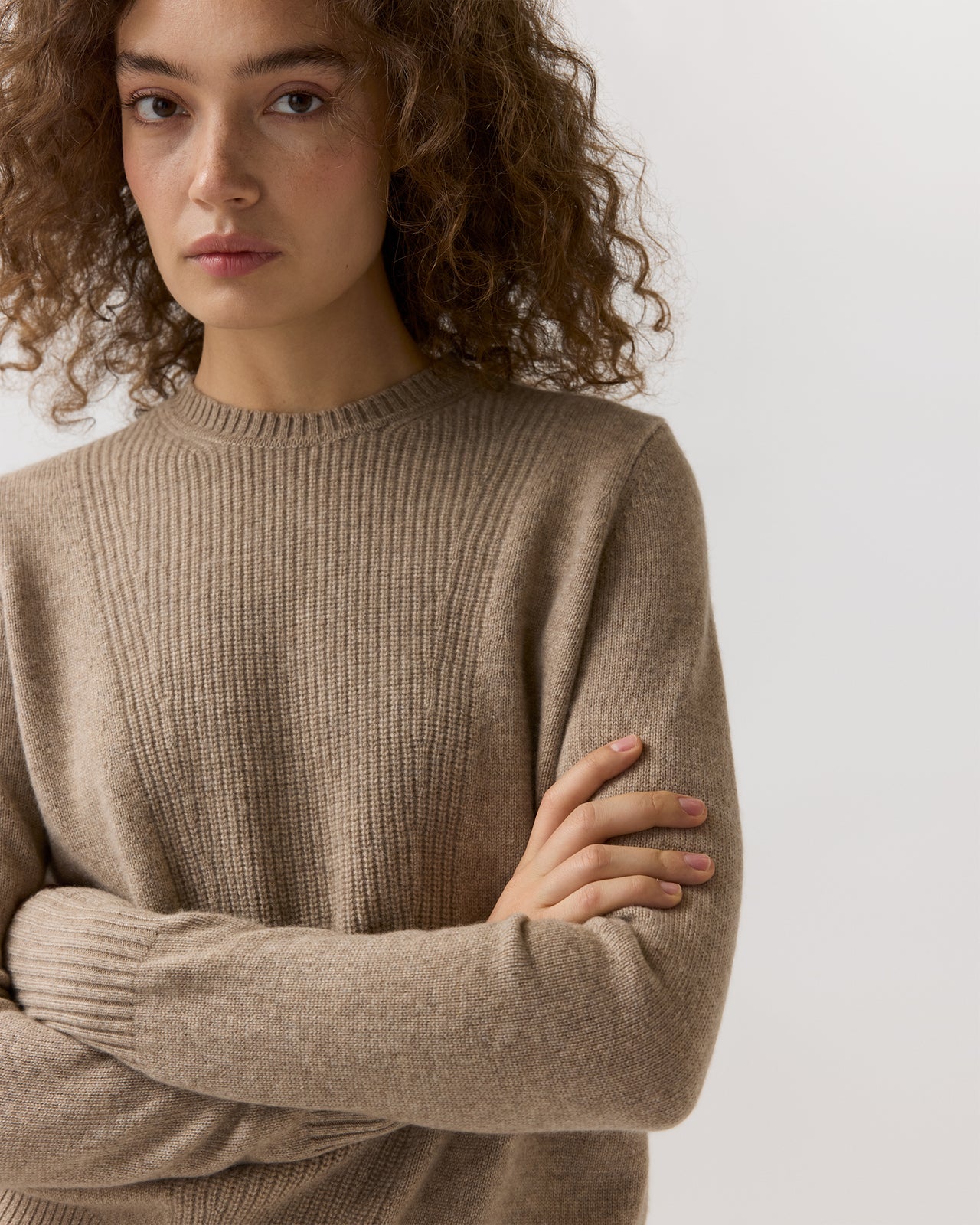 Anita Sweater in Heather Mink Cashmere